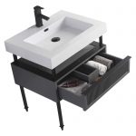 Dakota 30″ Modern Bathroom Vanity Rock Gray with Black Hardware