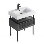 Dakota 30″ Modern Bathroom Vanity Rock Gray with Black Hardware