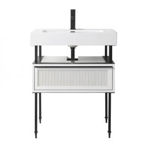 Dakota 30" Modern Bathroom Vanity  White with Black Hardware