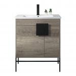 Shawbridge 30″ Modern Bathroom Vanity Shadow Gray with Black Hardware