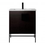 Shawbridge 30″ Modern Bathroom Vanity Black Oak Straight Grain with Black Hardware