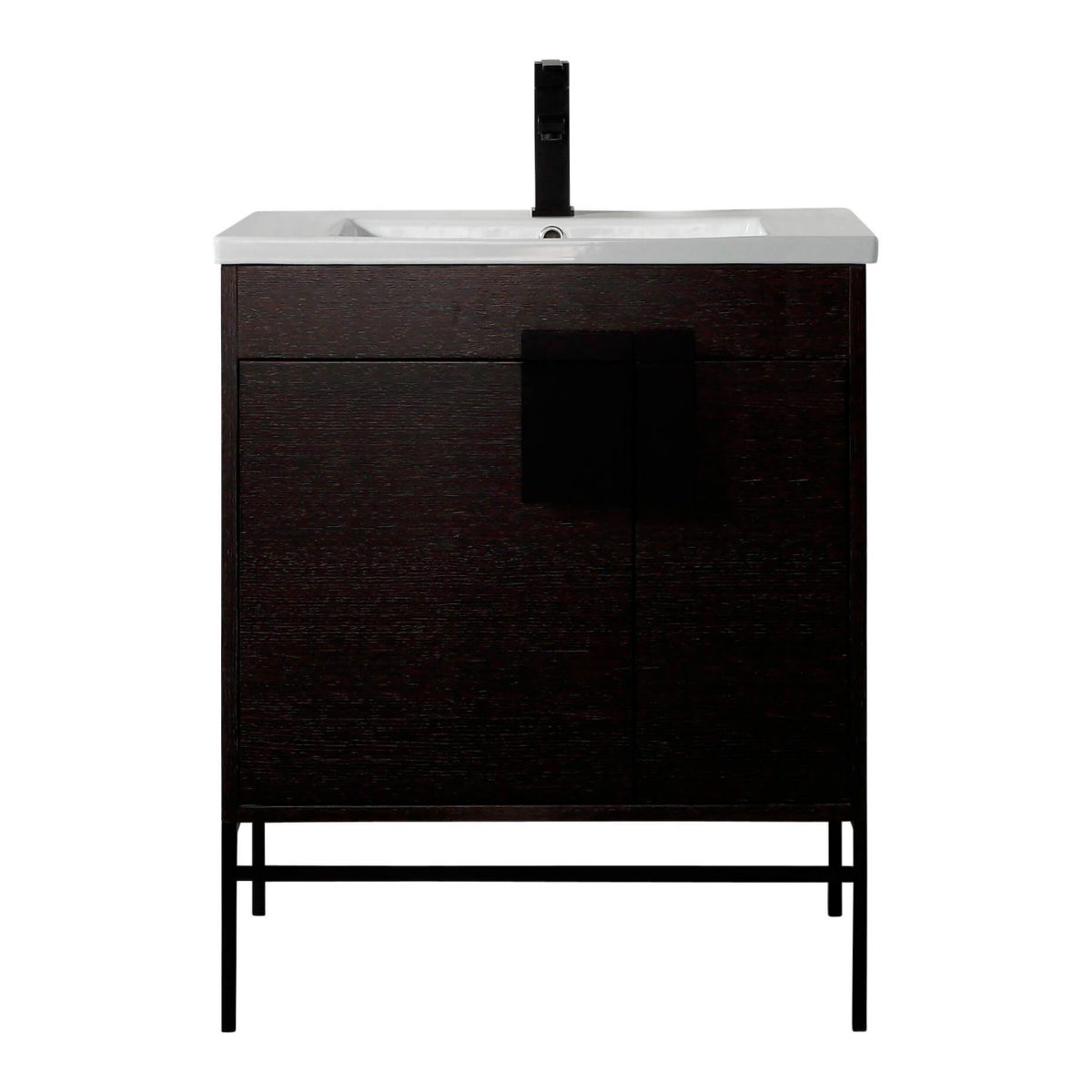 Shawbridge 30" Modern Bathroom Vanity Black Oak Straight Grain with Black Hardware