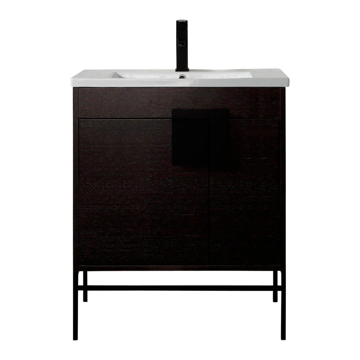 Shawbridge 30" Modern Bathroom Vanity  Black Oak Straight Grain with Black Hardware