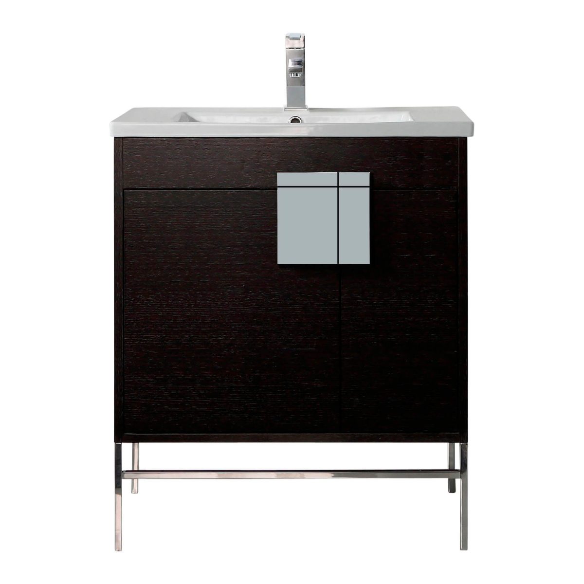 Shawbridge 30" Modern Bathroom Vanity  Black Oak Straight Grain with Polished Chrome Hardware