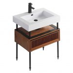 Dakota 30″ Modern Bathroom Vanity Teak Brown with Black Hardware