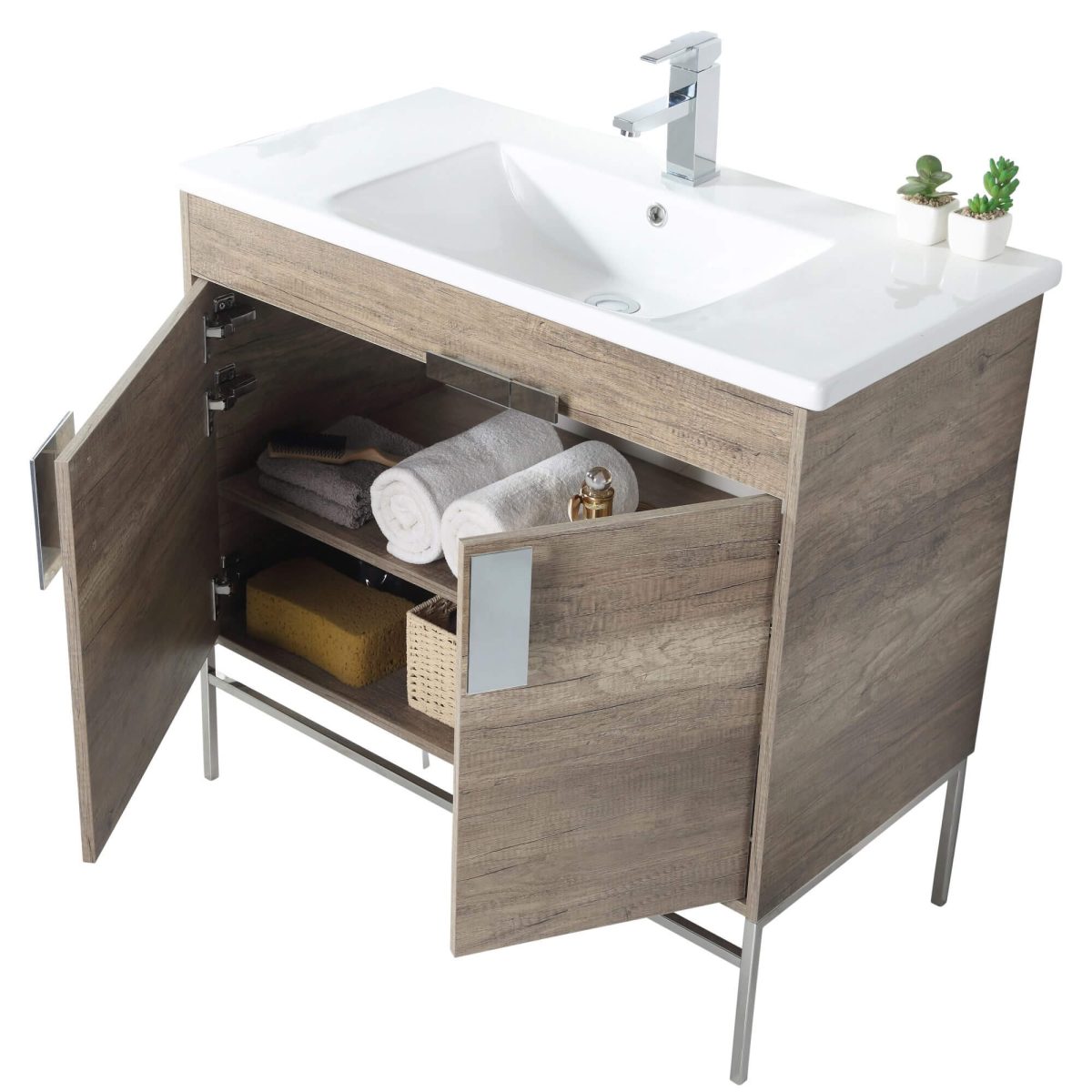 Shawbridge 36" Modern Bathroom Vanity Shadow Gray with Polished Chrome Hardware