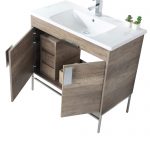 Shawbridge 36″ Modern Bathroom Vanity  Shadow Gray with Polished Chrome Hardware