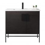 Shawbridge 36″ Modern Bathroom Vanity Black Oak Straight Grain with Black Hardware