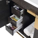 Shawbridge 36″ Modern Bathroom Vanity Black Oak Straight Grain with Satin Brass Hardware