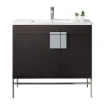 Shawbridge 36″ Modern Bathroom Vanity Black Oak Straight Grain with Polished Chrome Hardware