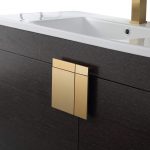 Shawbridge 36″ Modern Bathroom Vanity Black Oak Straight Grain with Satin Brass Hardware