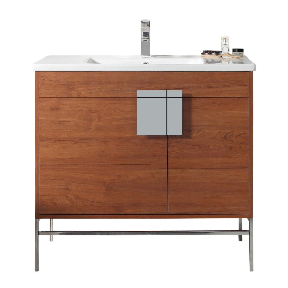 Shawbridge 36" Modern Bathroom Vanity Spicy Walnut with Chrome Hardware