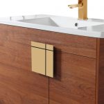 Shawbridge 36″ Modern Bathroom Vanity Spicy Walnut with Satin Brass Hardware