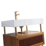 Dakota 30″ Modern Bathroom Vanity Teak Brown with Satin Bras Hardware
