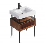 Dakota 24″ Modern Bathroom Vanity Teak Brown with Black Hardware