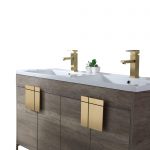 Shawbridge 48″ Modern Double Bathroom Vanity Shadow Gray with Satin Brass Hardware