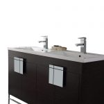Shawbridge 48″ Modern Double Bathroom Vanity  Black Oak Straight Grain with Polished Chrome Hardware