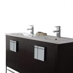 Shawbridge 48″ Modern Double Bathroom Vanity Black Oak Straight Grain with Polished Chrome Hardware