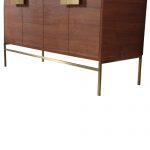 Shawbridge 48″ Modern Single Bathroom Vanity Spicy Walnut with Satin Brass Hardware