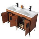 Shawbridge 48″ Modern Double Bathroom Vanity Spicy Walnut with Black Hardware