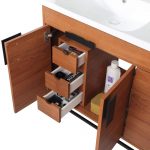 Shawbridge 48″ Modern Double Bathroom Vanity Spicy Walnut with Black Hardware