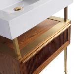 Dakota 24″ Modern Bathroom Vanity Teak Brown with Satin Bras Hardware