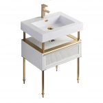 Dakota 24″ Modern Bathroom Vanity White with Satin Bras Hardware