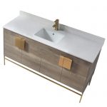 Shawbridge 60″ Modern Single Bathroom Vanity Shadow Gray with Satin Brass Hardware