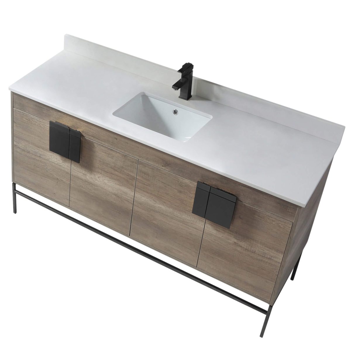 Shawbridge 60" Modern Single Bathroom Vanity  Shadow Gray with Black Hardware