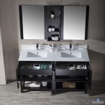 Monaco Modern 60″ Espresso Double 30 Bathroom Vanity Set with Mirror and Wall Cabinet