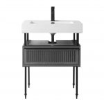 Dakota 30″ Modern Bathroom Vanity Rock Gray with Black Hardware