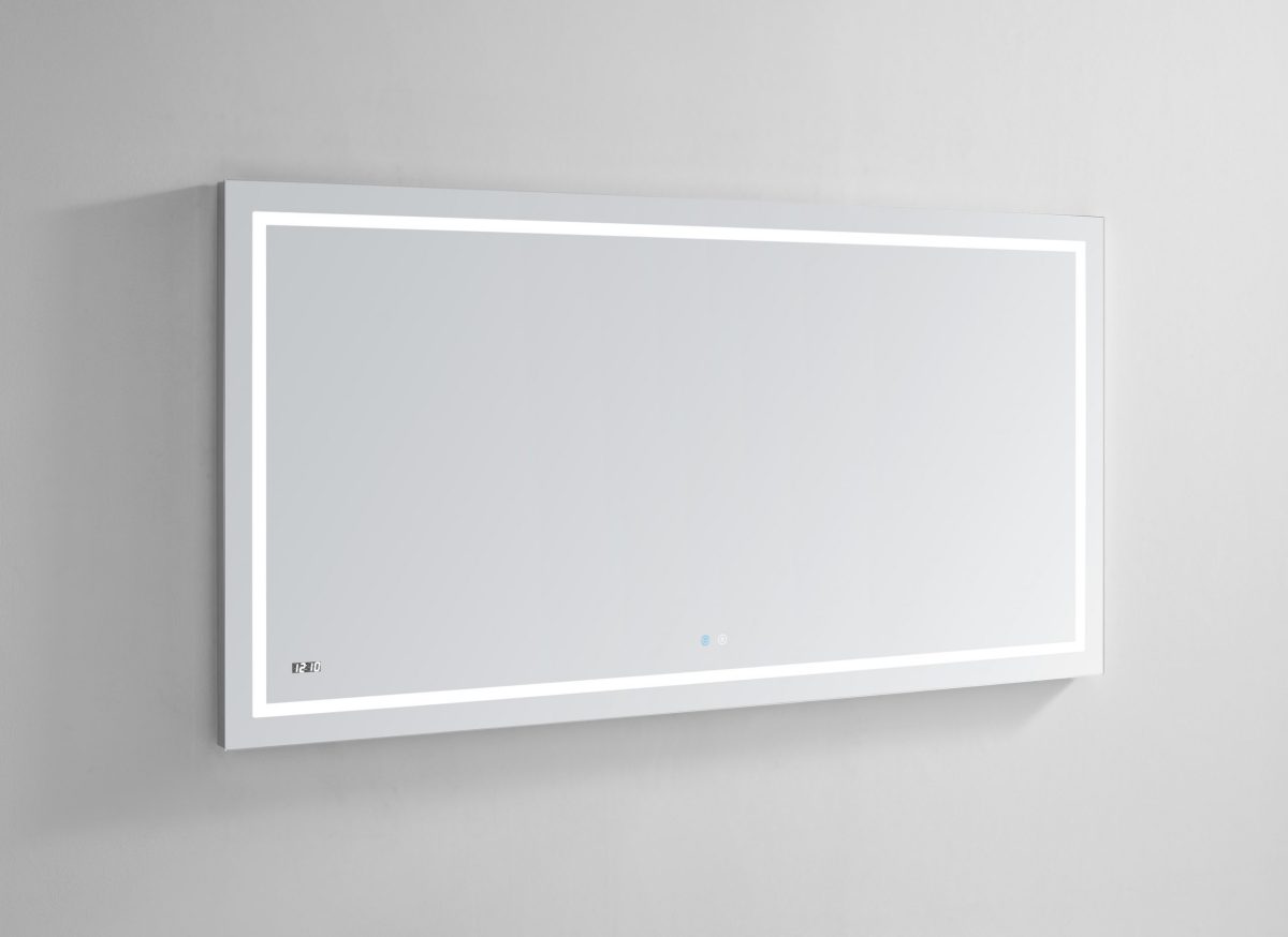 AQUADOM Daytona 60 inches x 30 inches Wall Mounted LED Lighted Silver Mirror for Bathroom