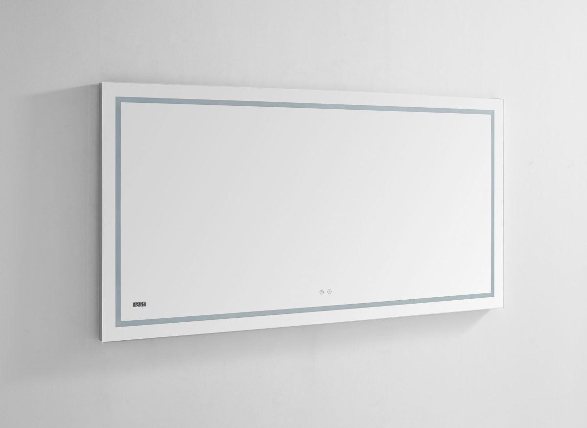 AQUADOM Daytona 72 inches x 36 inches Wall Mounted LED Lighted Silver Mirror for Bathroom