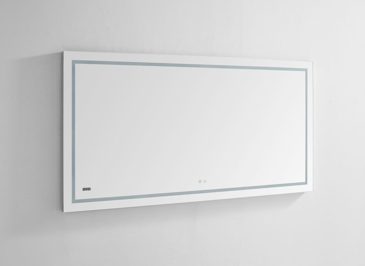 AQUADOM Daytona 84 inches x 36 inches Wall Mounted LED Lighted Silver Mirror for Bathroom