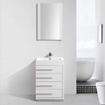 Barcelona Modern 24″ Bathroom Vanity Set in Glossy White with Mirror