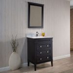 Bordeaux 24″ Espresso Bathroom Vanity Set with Mirror and White Carrara Marble Countertop