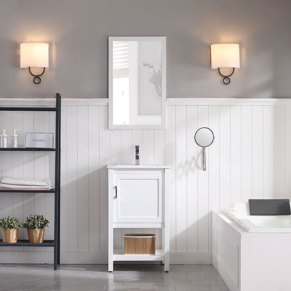 Lucca Modern 20" Bathroom Vanity Set with Mirror Matte White Lucca Modern 20" Bathroom Vanity Set with Mirror Matte White
