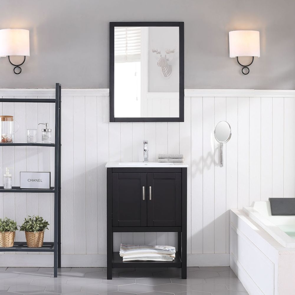 Lucca Modern 24" Bathroom Vanity Set with Mirror Espresso Lucca Modern 24" Bathroom Vanity Set with Mirror Espresso