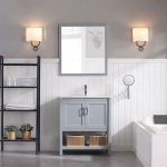 Lucca Modern 30″ Bathroom Vanity Set with Mirror Metal Gray