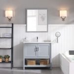 Lucca Modern 36″ Bathroom Vanity Set with Mirror Metal Gray