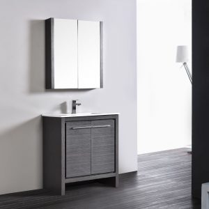 Milan Modern 30" Silver Grey Bathroom Vanity Set with Mirror