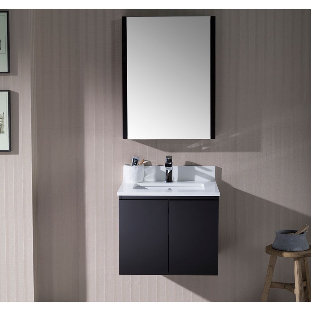 Monaco Modern 24" Wall Mount Bathroom Vanity Set with Medicine Cabinet, Espresso Monaco Modern 24" Wall Mount Bathroom Vanity Set with Medicine Cabinet, Espresso