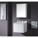 Monaco Modern 24″ Wall Mount Bathroom Vanity Set with Medicine Cabinet, Matte White