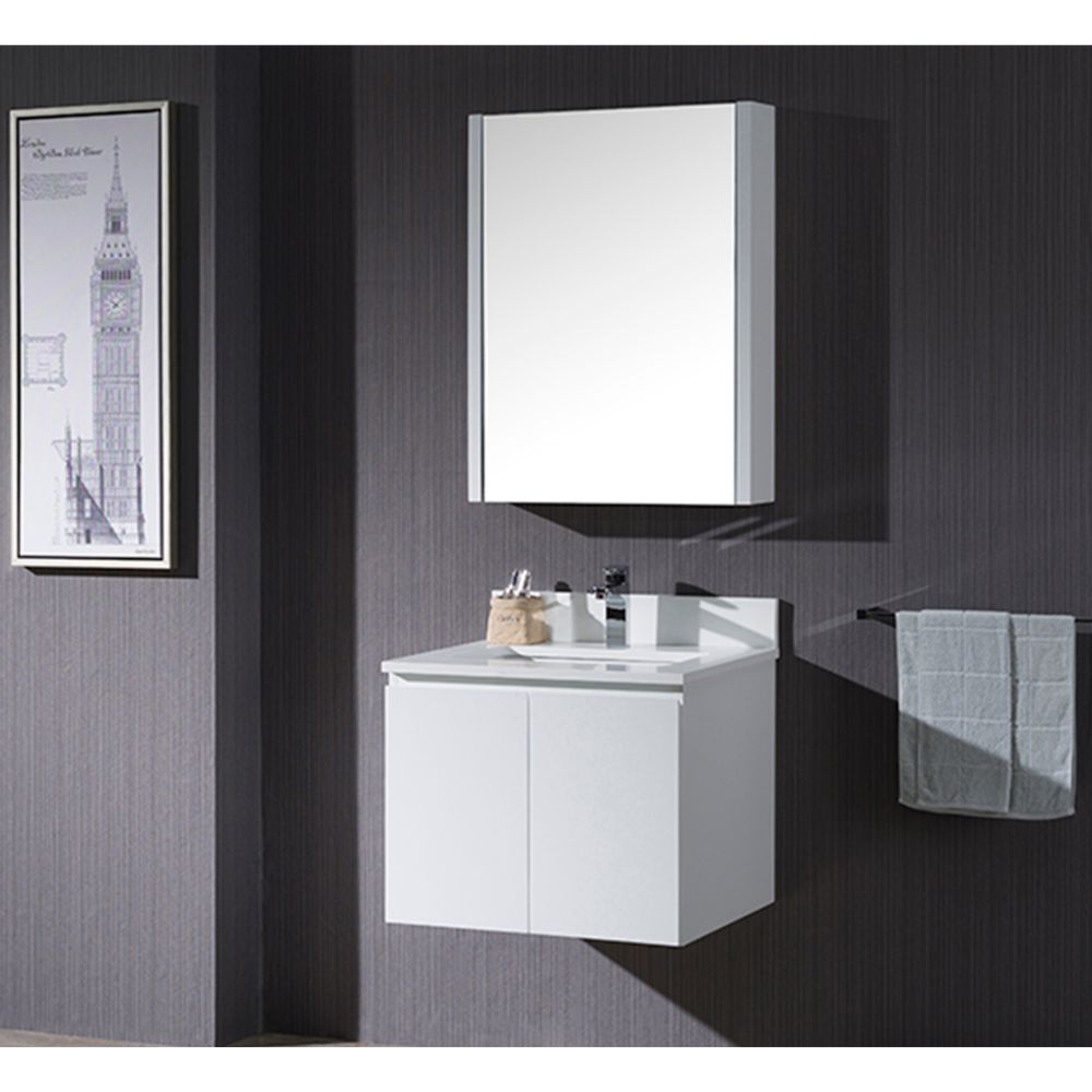 Monaco Modern 24" Wall Mount Bathroom Vanity Set with Medicine Cabinet, Matte White Monaco Modern 24" Wall Mount Bathroom Vanity Set with Medicine Cabinet, Matte White