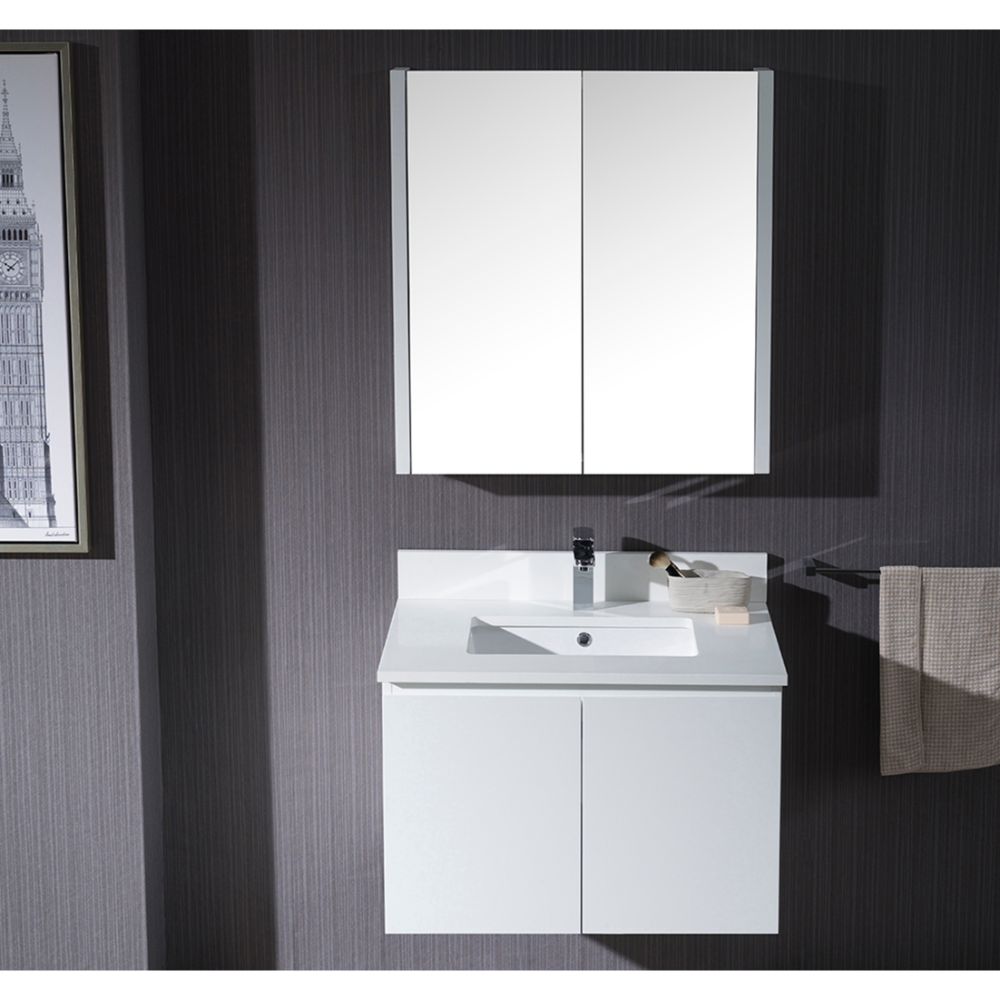 Monaco Modern 30" Matte White Wall Mount Bathroom Vanity Set with Medicine Cabinet Monaco Modern 30" Matte White Wall Mount Bathroom Vanity Set with Medicine Cabinet