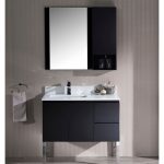 Monaco Modern 36″ Espresso Left Bathroom Vanity Set with Mirror, Wall Cabinet and Chrome Legs