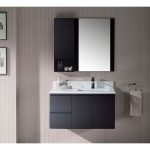 Monaco Modern 36″ Espresso Wall Mount Right Bathroom Vanity Set with Mirror and Wall Cabinet