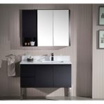 Monaco Modern 42″ Espresso Right Bathroom Vanity Set with Mirror, Medicine & Wall Cabinet and Chrome Legs