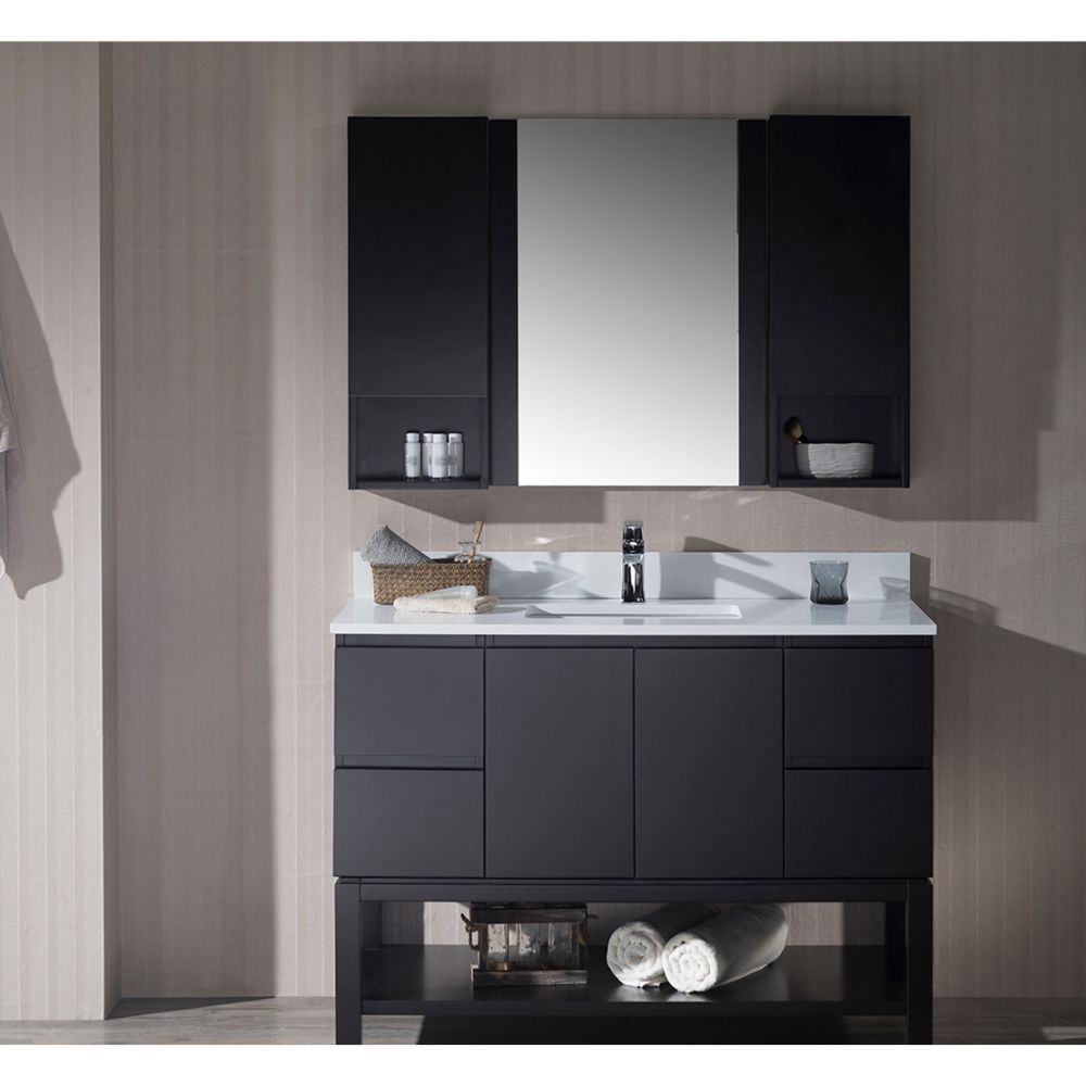 Monaco Modern 48" Espresso Bathroom Vanity Set with Mirror and Wall Cabinets Monaco Modern 48" Espresso Bathroom Vanity Set with Mirror and Wall Cabinets
