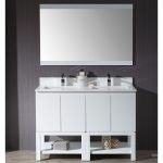 Monaco Modern 48″ Matte White Double Bathroom Vanity Set with Mirror